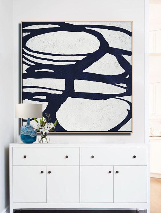 Navy Blue Minimalist Painting #NV150A - Click Image to Close